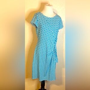 Talbots Blue Geometric Midi Dress